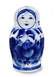 Russian Gzhel Porcelain Figurine Matreshka Doll 