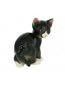 LOMONOSOV IMPERIAL PORCELAIN FIGURINE CAT BLACK KITTEN