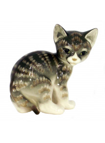 LOMONOSOV IMPERIAL PORCELAIN FIGURINE CAT GRAY KITTEN