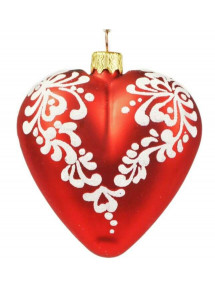 CHRISTMAS TREE DECORATION GLASS HANDPAINTED ORNAMENT HEART