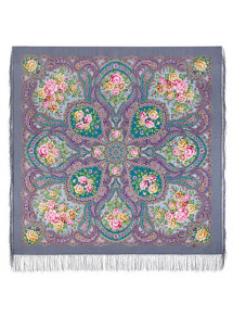 Russian Woolen Pavlovo Posad Scarf Shawl 146x146 Silk Fringe Siberial Beauty Lilac